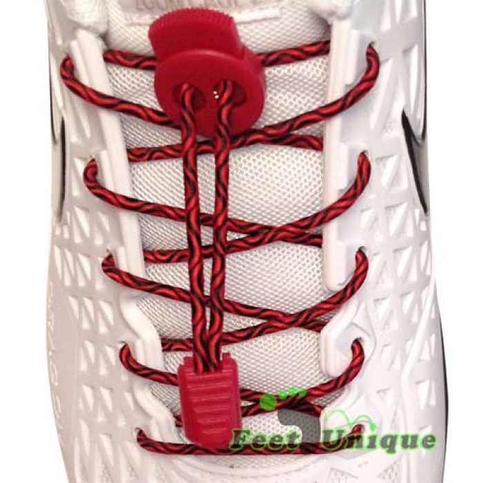 Sort og røde elastik snørebånd